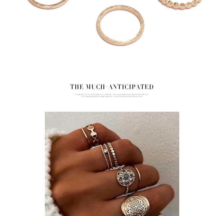 Fashion Gold Color Diamond Round Geometric Alloy Ring Set,Rings Set