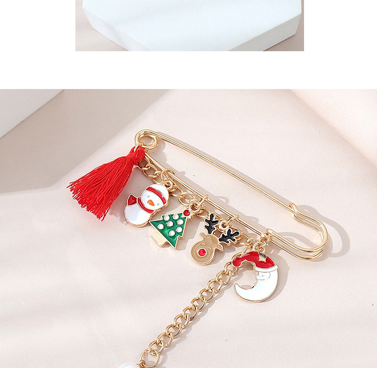 Fashion Gold Color Pearl Christmas Oil Dripping Geometric Alloy Brooch,Korean Brooches