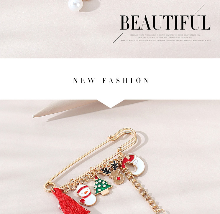 Fashion Gold Color Pearl Christmas Oil Dripping Geometric Alloy Brooch,Korean Brooches