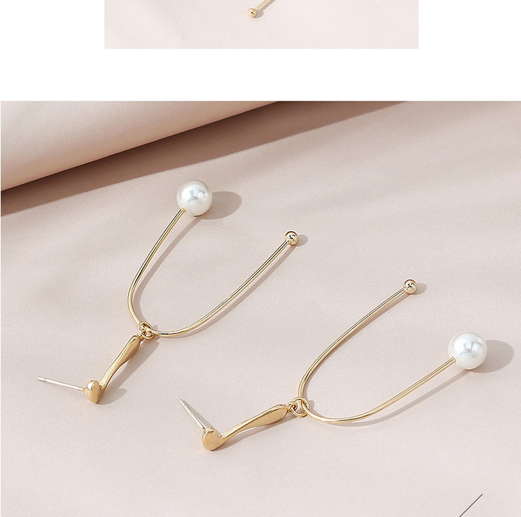 Fashion Golden Real Gold-plated Pearl Geometric Earrings,Stud Earrings