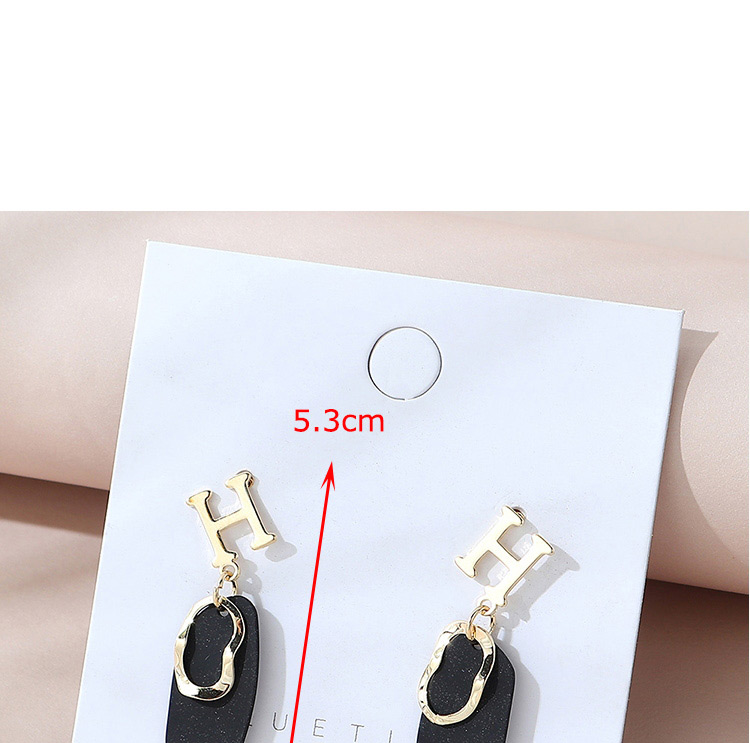 Fashion Black Real Gold Plated Frosted Letter Geometric Earrings,Stud Earrings