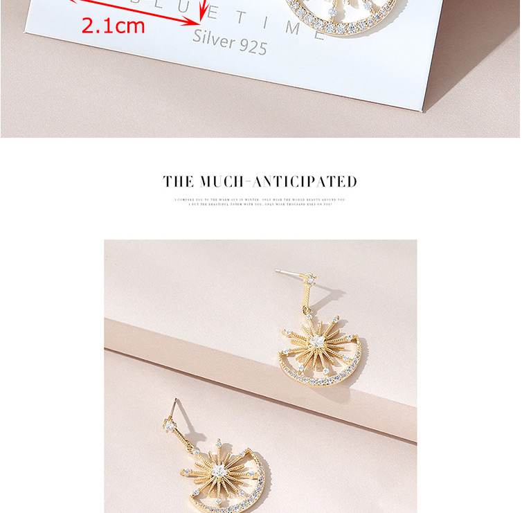 Fashion Golden Real Gold Plated Diamond Earrings,Stud Earrings