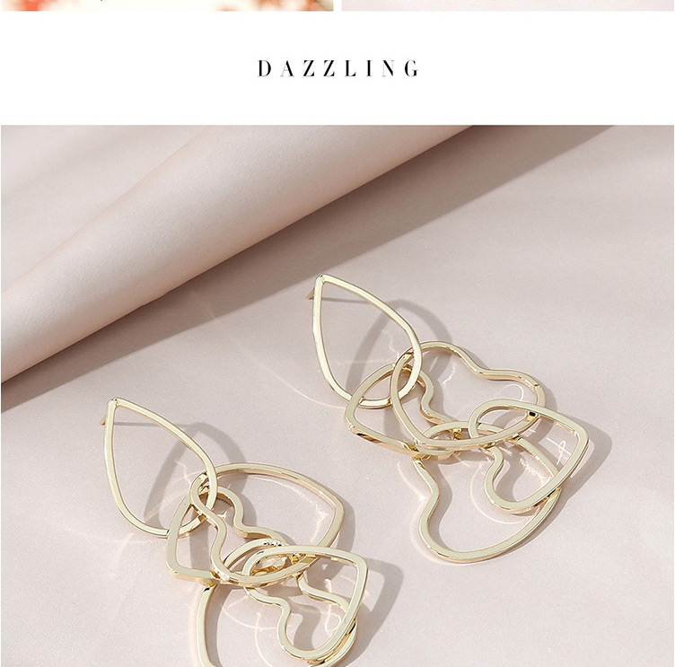 Fashion Golden Real Gold-plated Love Drop-shaped Hollow Earrings,Stud Earrings