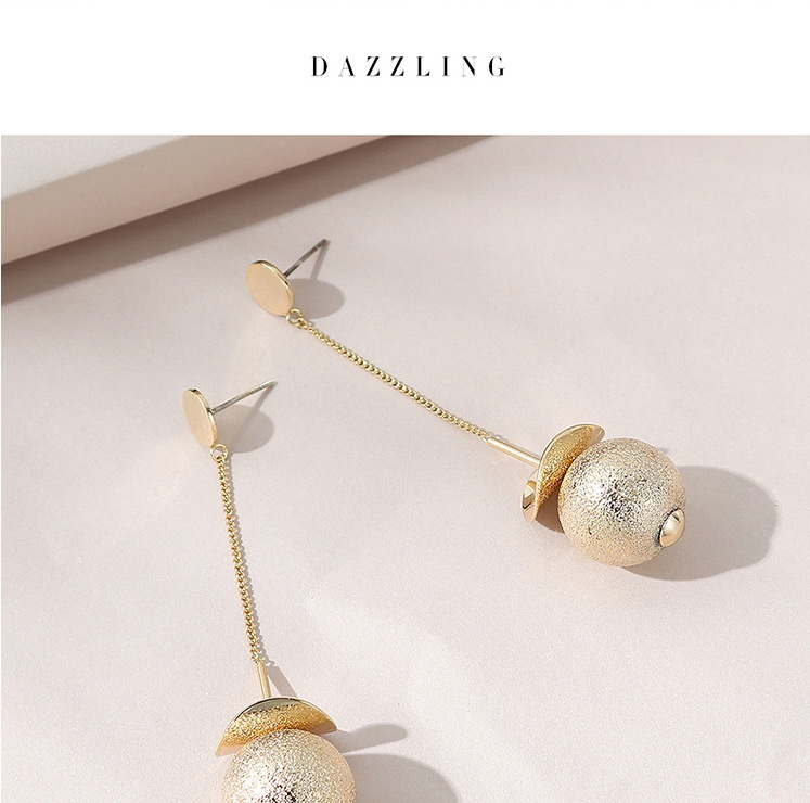 Fashion Golden Real Gold Plated Frosted Round Earrings,Stud Earrings