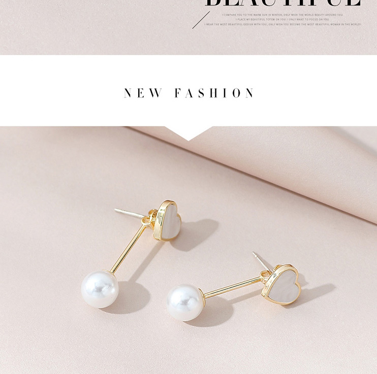 Fashion White Real Gold-plated Love Pearl Earrings,Stud Earrings