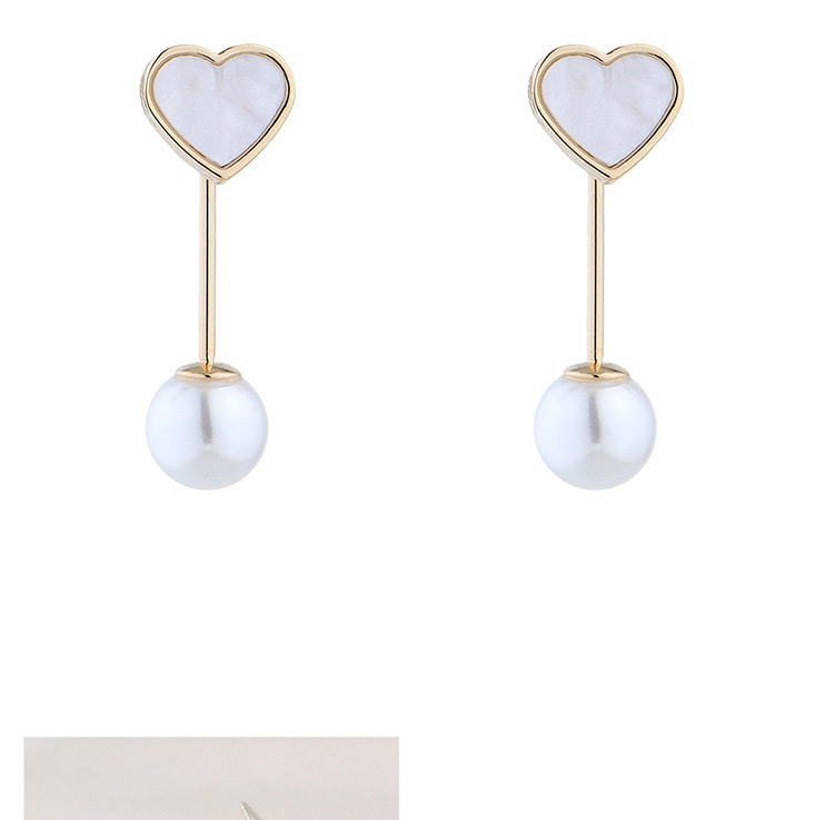 Fashion White Real Gold-plated Love Pearl Earrings,Stud Earrings