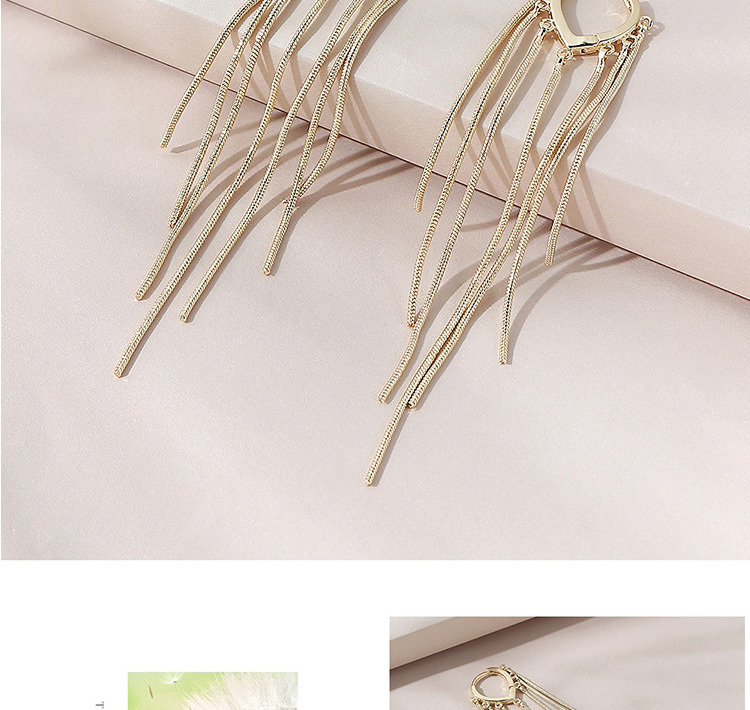 Fashion Golden Real Gold-plated Long Tassel Geometric Earrings,Stud Earrings
