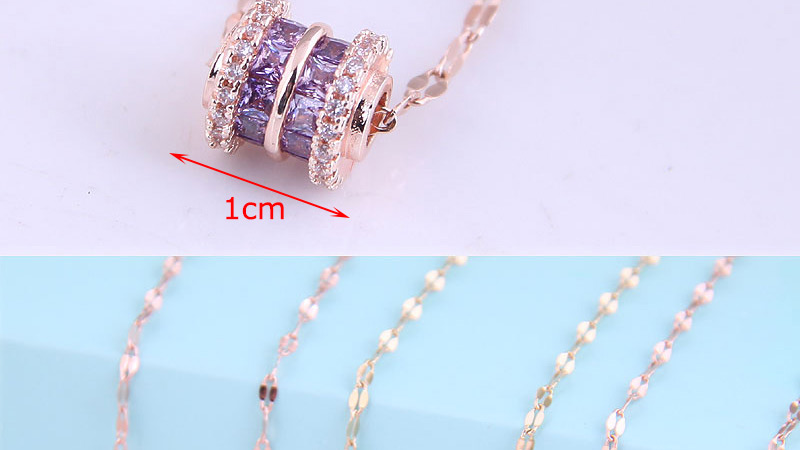 Fashion Rose Gold Color+colorand White Diamonds Micro-inlaid Zircon Small Waist Geometric Necklace,Pendants