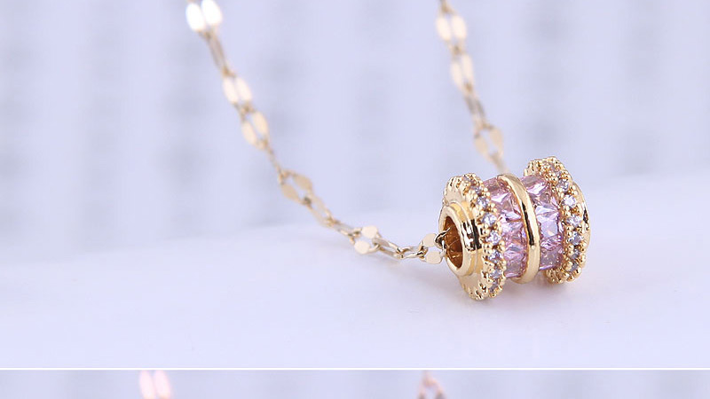 Fashion Rose Gold Color Micro-inlaid Zircon Small Waist Geometric Necklace,Pendants