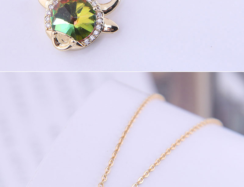 Fashion Green Diamond Micro-inlaid Zircon Auspicious Horn Necklace,Pendants