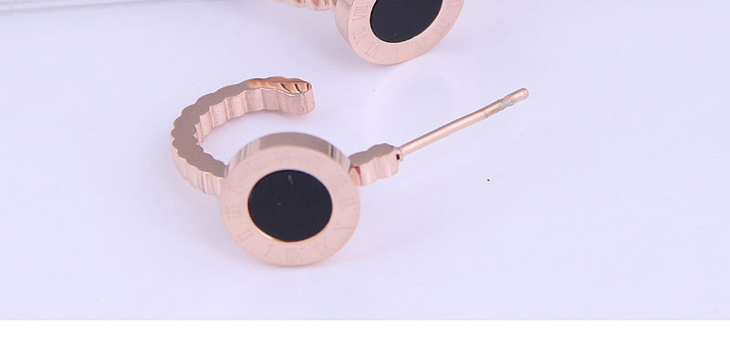 Fashion Rose Gold Color Titanium Steel Round Ear Studs,Stud Earrings