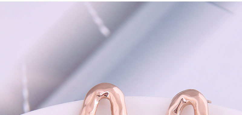 Fashion Rose Gold Color Titanium Steel Geometric Hollow Stud Earrings,Stud Earrings