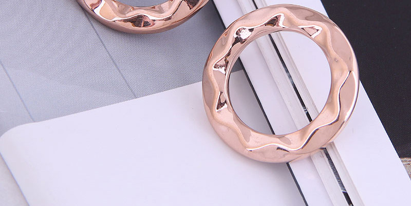 Fashion Rose Gold Color Titanium Steel Round Hollow Earrings,Stud Earrings