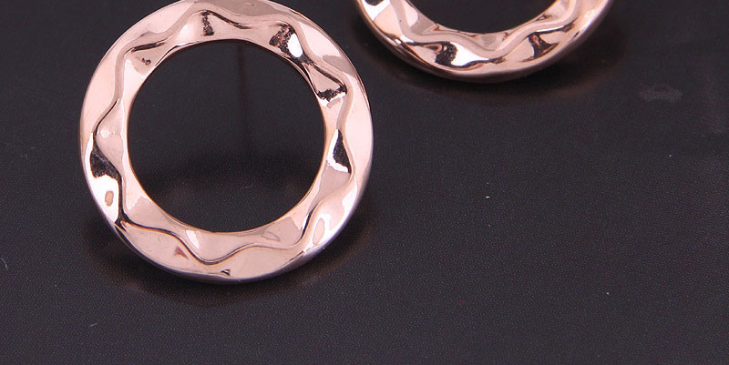 Fashion Rose Gold Color Titanium Steel Round Hollow Earrings,Stud Earrings