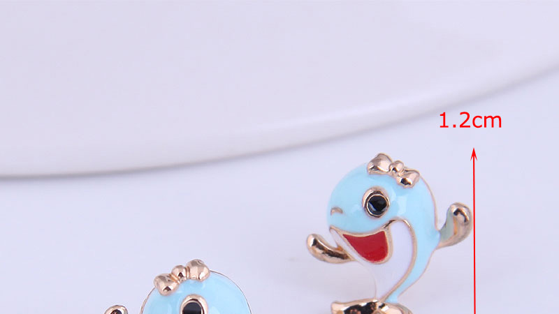 Fashion Blue Dolphin Oil Drop Alloy Earrings,Stud Earrings