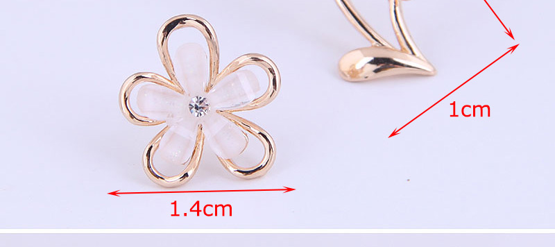 Fashion Golden Color Flower Asymmetrical Diamond Stud Earrings,Stud Earrings