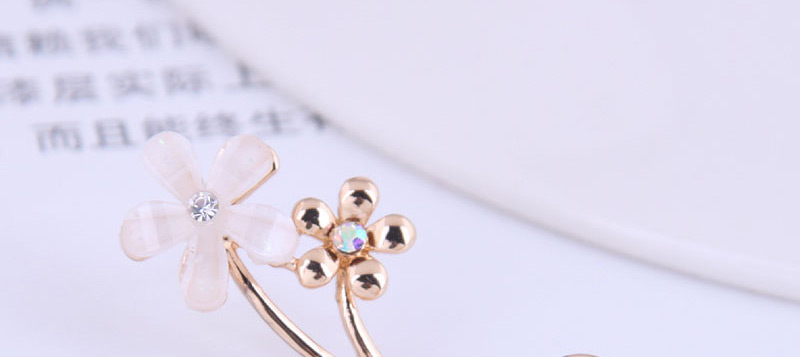Fashion Golden Color Flower Asymmetrical Diamond Stud Earrings,Stud Earrings