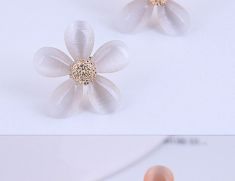 Fashion Orange Opal Flower Alloy Earrings,Stud Earrings
