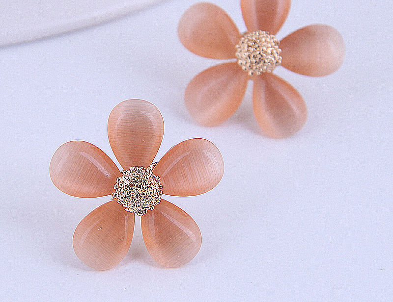 Fashion Orange Opal Flower Alloy Earrings,Stud Earrings