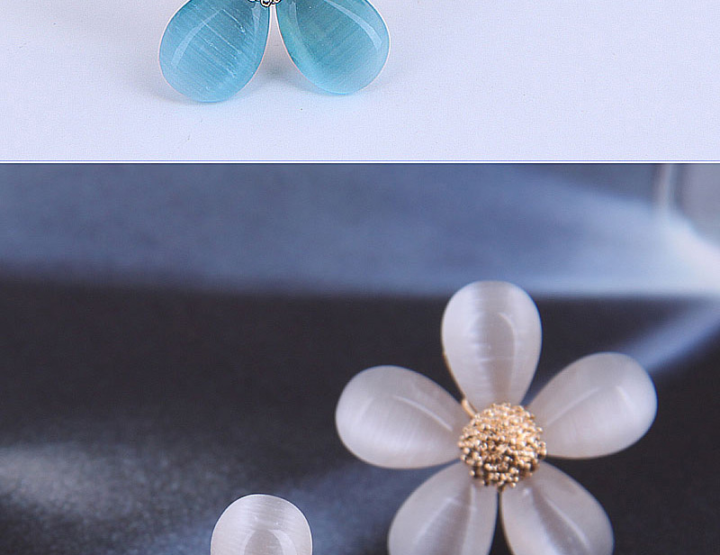 Fashion White Opal Flower Alloy Earrings,Stud Earrings