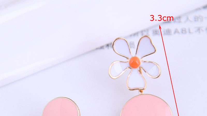 Fashion Yellow Powder Flower Pearl Asymmetrical Oil Drop Alloy Stud Earrings,Stud Earrings