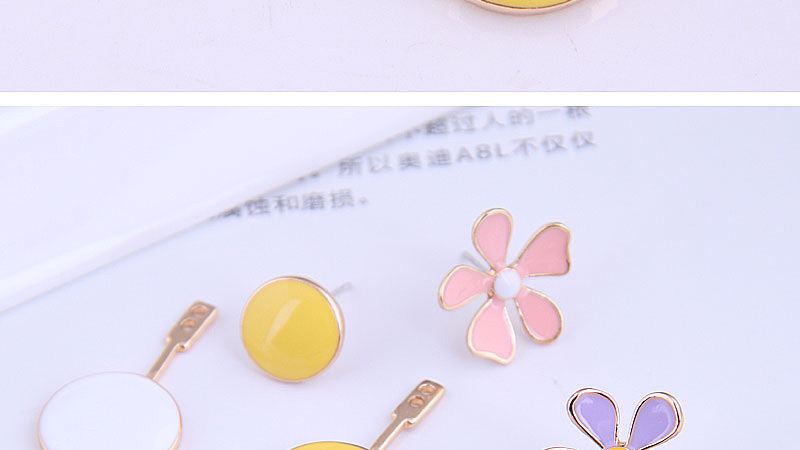 Fashion Pink Flower Pearl Asymmetrical Oil Drop Alloy Stud Earrings,Stud Earrings