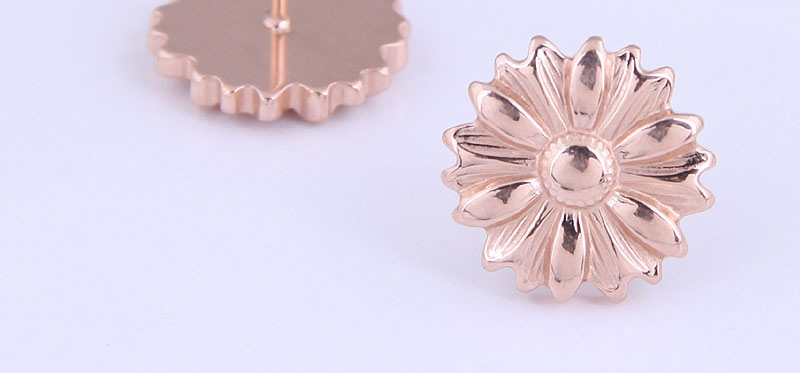 Fashion Rose Gold Color Titanium Steel Daisy Stud Earrings,Stud Earrings
