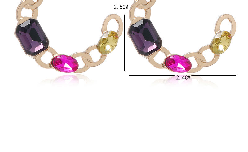 Fashion Gold Color Diamond C-shaped Alloy Hollow Earrings,Stud Earrings