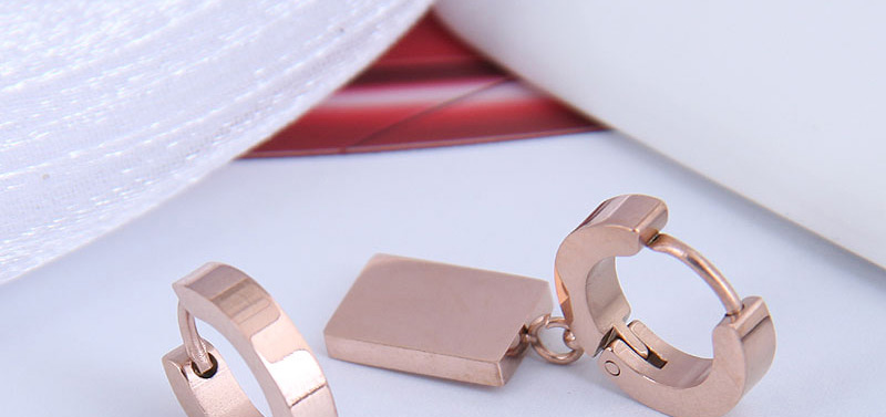 Fashion Rose Gold Titanium Steel Square Letter Geometric Earrings,Stud Earrings