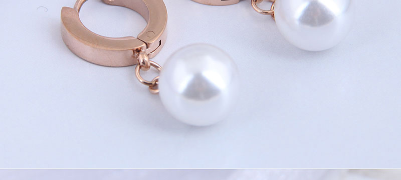 Fashion Gold Color Titanium Steel Pearl Geometric Stud Earrings,Stud Earrings