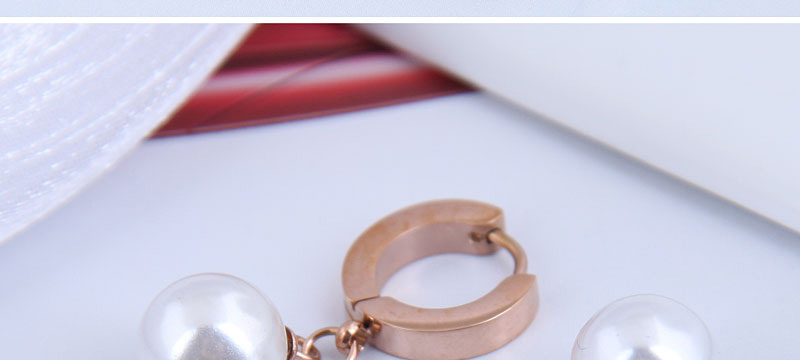 Fashion Gold Color Titanium Steel Pearl Geometric Stud Earrings,Stud Earrings