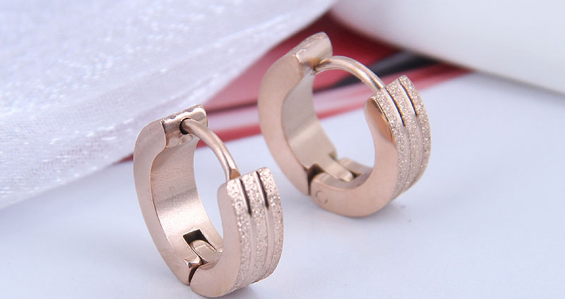 Fashion Gold Color Titanium Steel Geometric Round Ear Studs,Stud Earrings