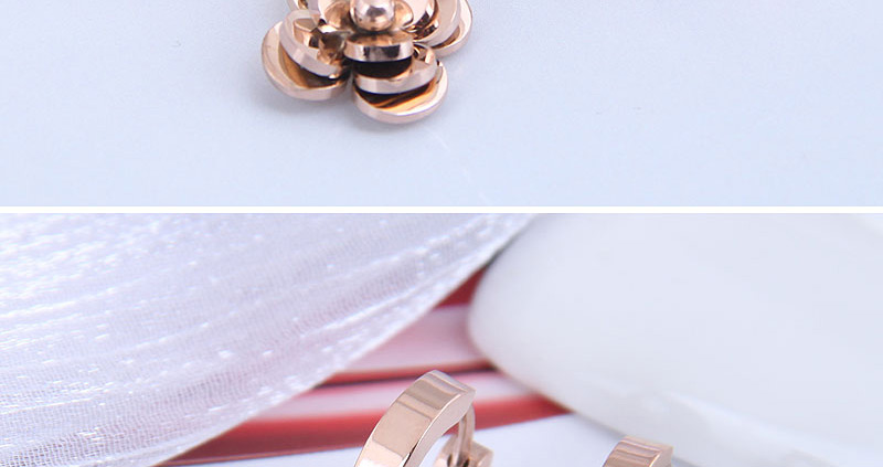 Fashion Rose Flower Titanium Steel Rose Geometric Stud Earrings,Stud Earrings