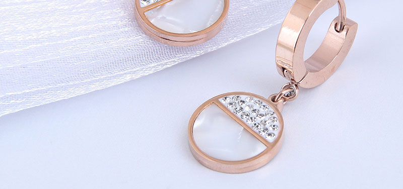Fashion Round Titanium Steel Diamond Geometric Round Earrings,Stud Earrings