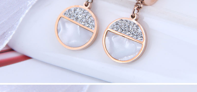 Fashion Round Titanium Steel Diamond Geometric Round Earrings,Stud Earrings