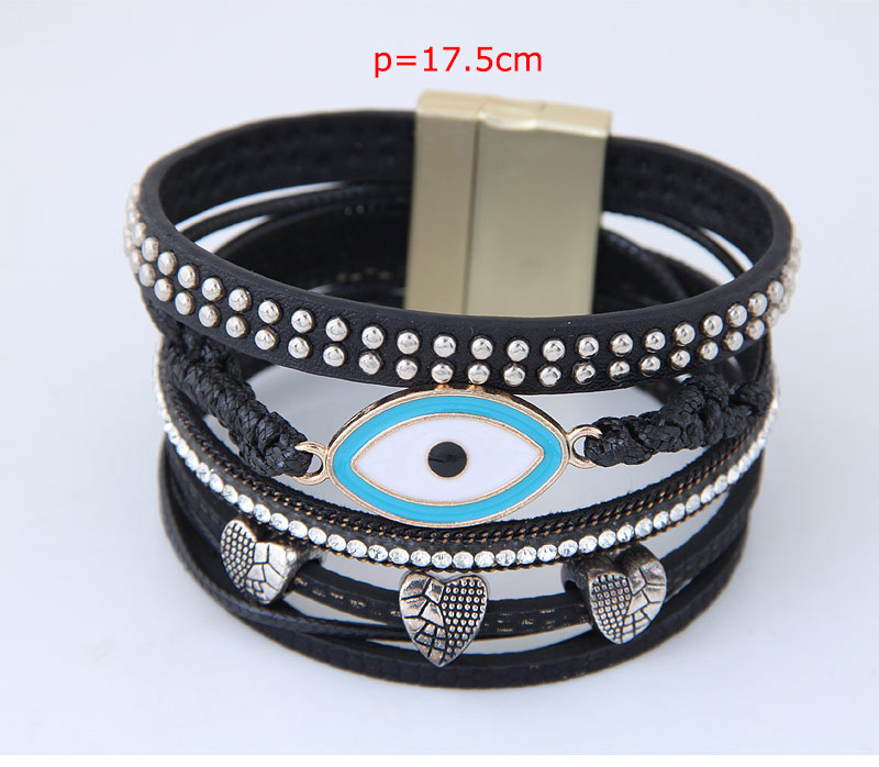 Fashion Black Dripping Love Eyes Magnet Clasp Extra Wide Bracelet,Fashion Bracelets