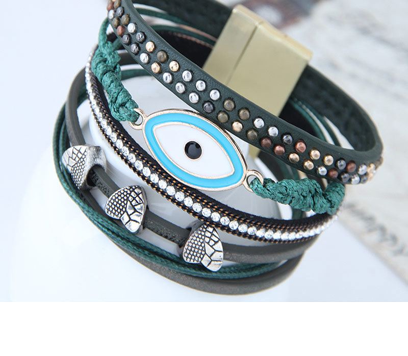 Fashion Dark Green Dripping Love Eyes Magnet Clasp Extra Wide Bracelet,Fashion Bracelets