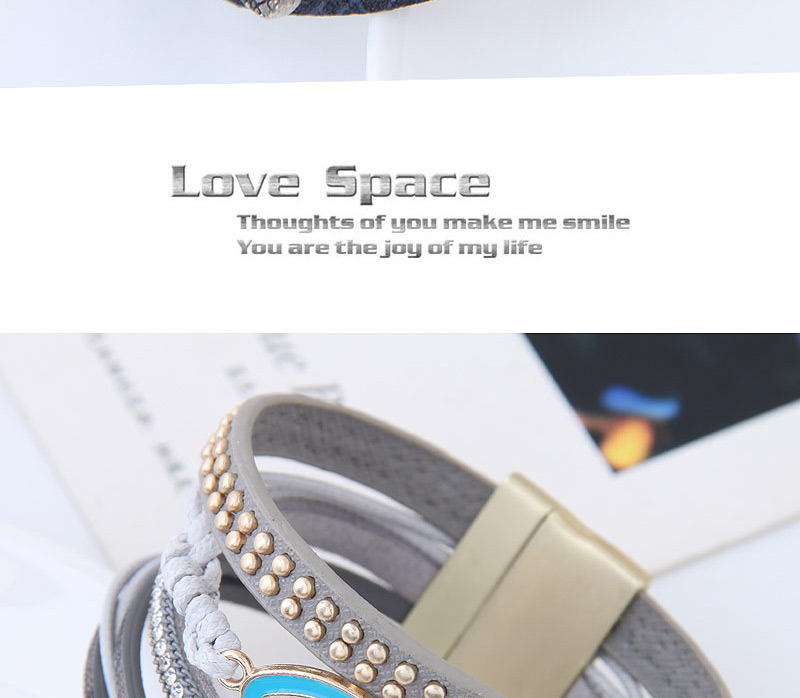 Fashion Gray Dripping Love Eyes Magnet Clasp Extra Wide Bracelet,Fashion Bracelets