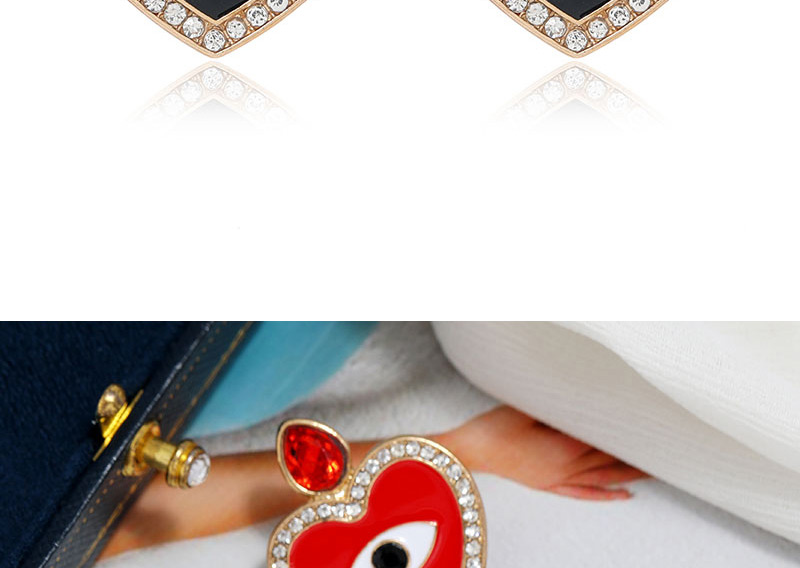 Fashion Black Love Drop Oil Diamond Alloy Earrings,Stud Earrings