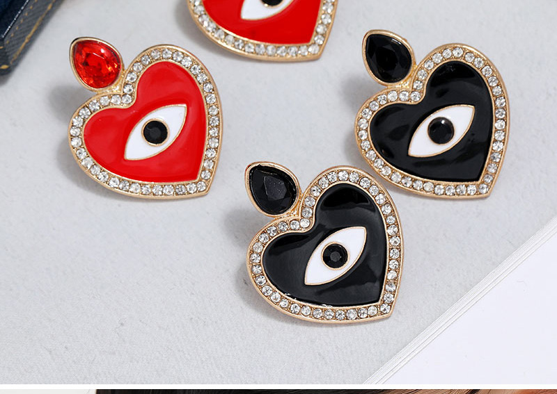 Fashion Black Love Drop Oil Diamond Alloy Earrings,Stud Earrings