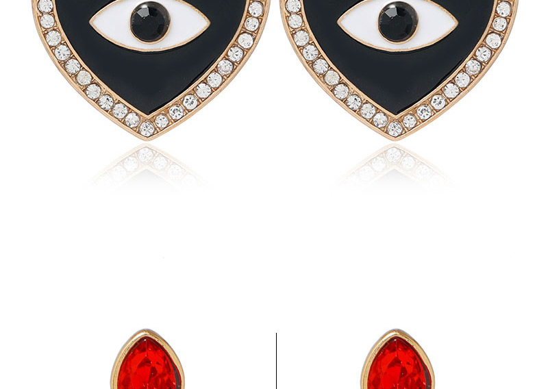 Fashion Red Love Heart Dripping Oil Diamond Alloy Earrings,Stud Earrings