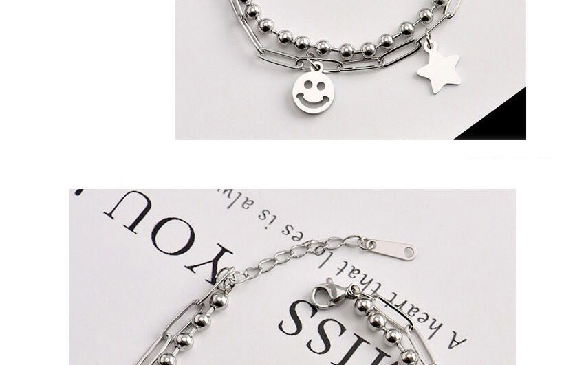 Fashion Five-pointed Star Stainless Steel Bead Five-pointed Star Double-layer Bracelet,Fashion Bracelets