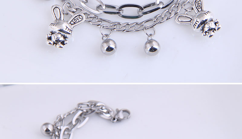 Fashion Bunny Stainless Steel Beads Bunny Double Layer Bracelet,Fashion Bracelets