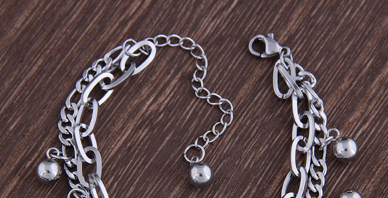Fashion Lock Stainless Steel Beads Love Lock Double-layer Bracelet,Fashion Bracelets