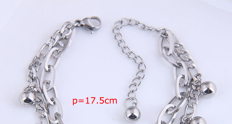 Fashion Four Leaf Clover Stainless Steel Beads Four-leaf Clover Double-layer Bracelet,Fashion Bracelets