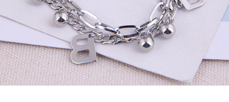 Fashion Letter Stainless Steel Beads Letter Pendant Double-layer Bracelet,Fashion Bracelets