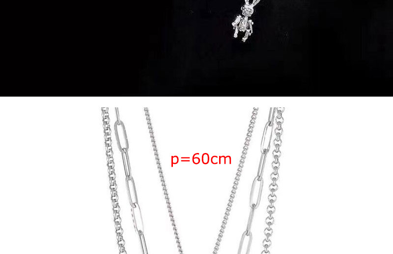 Fashion Five-pointed Star Five-pointed Star-eared Rabbit Multi-layer Long Necklace,Multi Strand Necklaces