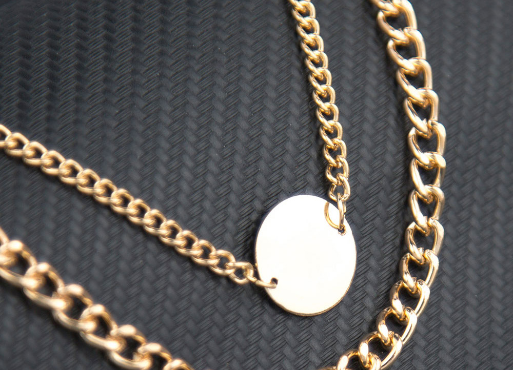 Fashion Golden Chain Round Thick Chain Double Necklace,Multi Strand Necklaces