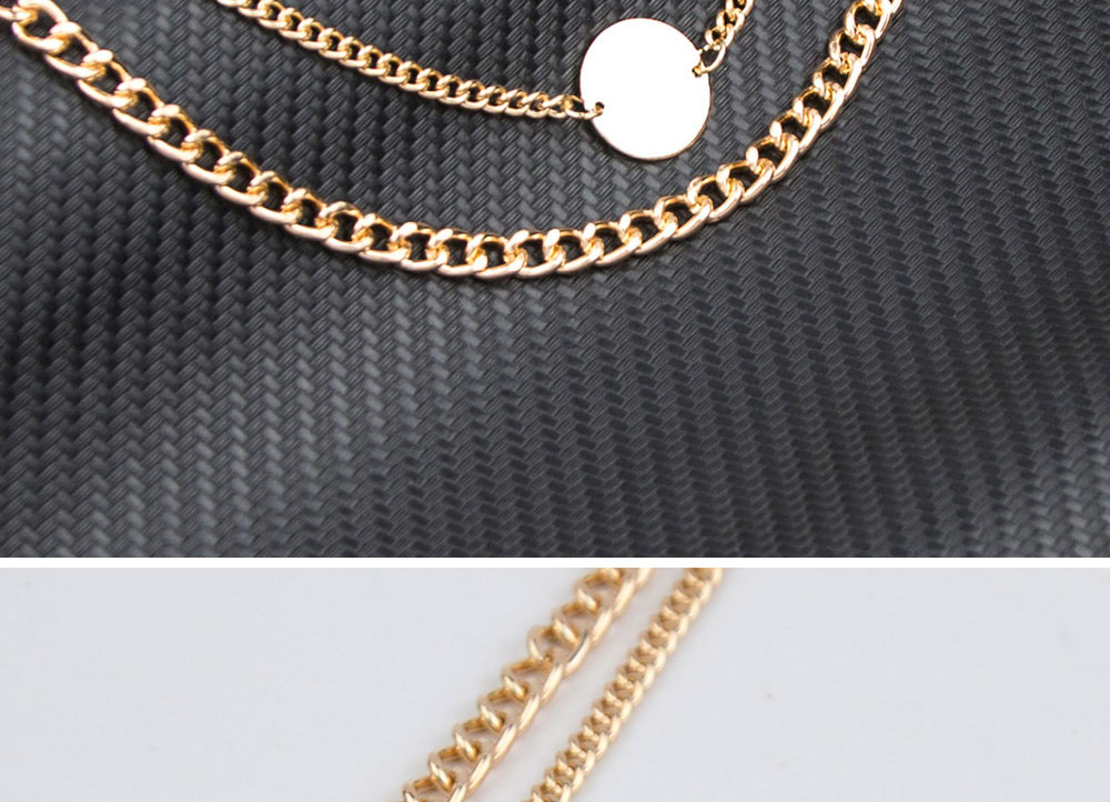 Fashion Golden Chain Round Thick Chain Double Necklace,Multi Strand Necklaces