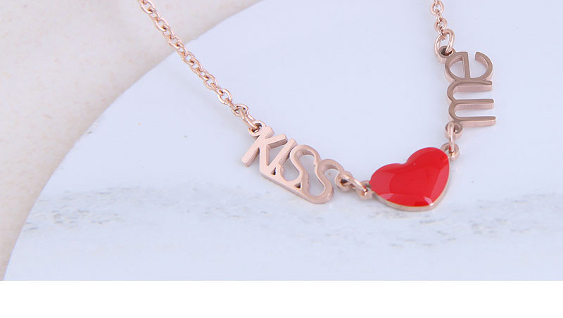 Fashion Red Love Letter Resin Alloy Titanium Steel Necklace,Pendants